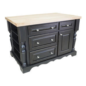 Vintage Midnight Island with Wine Racks