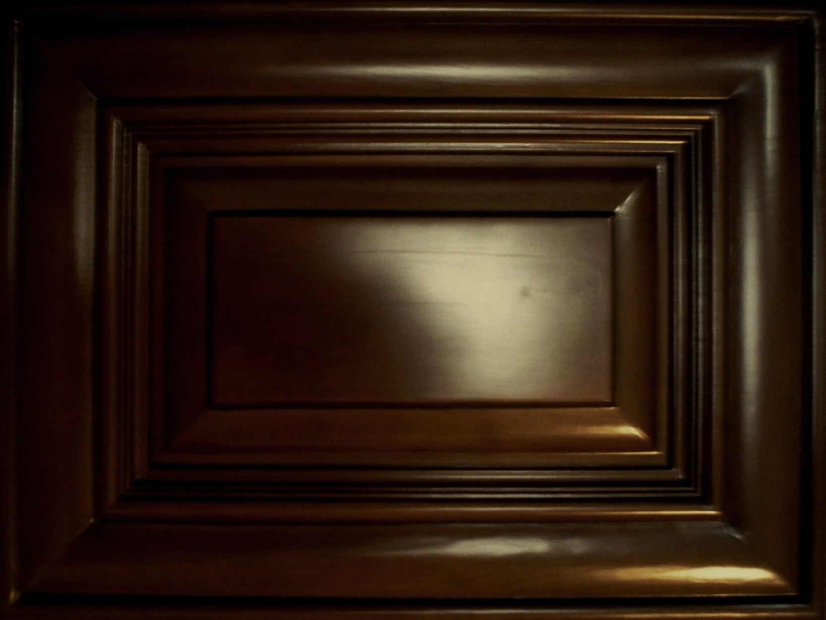 RTA Bristol Chocolate, raised center panel, full overlay, full extension soft close drawer glides, & dovetail drawers.