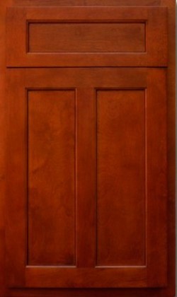 Shaker Cherry, Extreme RTA kitchen & bath cabinets, maple cabinet with cherry finish, dovetail drawers, full extension soft close drawer glides, all wood construction.