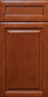 Kava Cinnamon Glaze RTA Kitchen Cabinets, full overlay, Wood: Birch, Finish: Cinnamon Glaze, dovetail drawers.