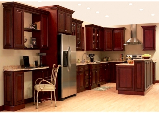 Titan Maple RTA Kitchen Cabinets Cherry Finish.