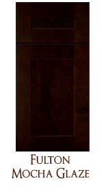 All Wood Cabinetry Fulton Mocha Glaze, full overlay, maple, recessed center panel with full extension soft close drawer glides.