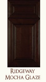 All Wood Cabinetry Ridgeway Mocha Glaze, full overlay, maple, raised center panel, full extension soft close drawer glides.