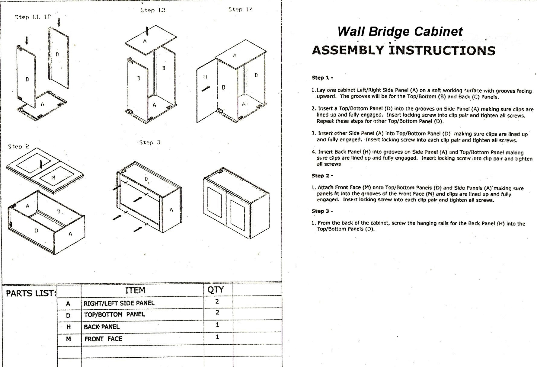 RTA Cabinet Wall Bridge assembly instruction.