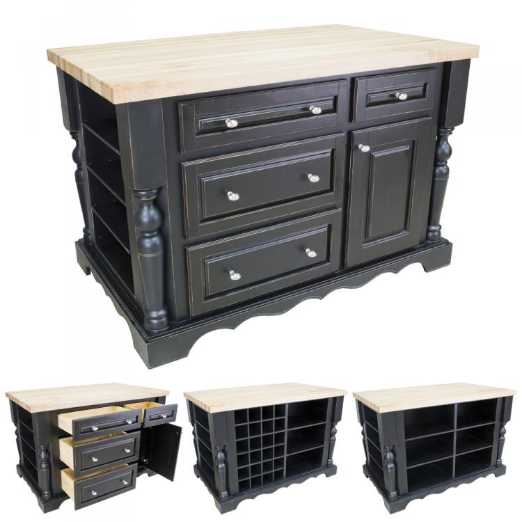 kitchen islands black on Lyn Design Distressed Black Kitchen Island