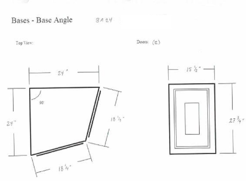 Westpoint Grey End Angle Base Cabinet BA24 2