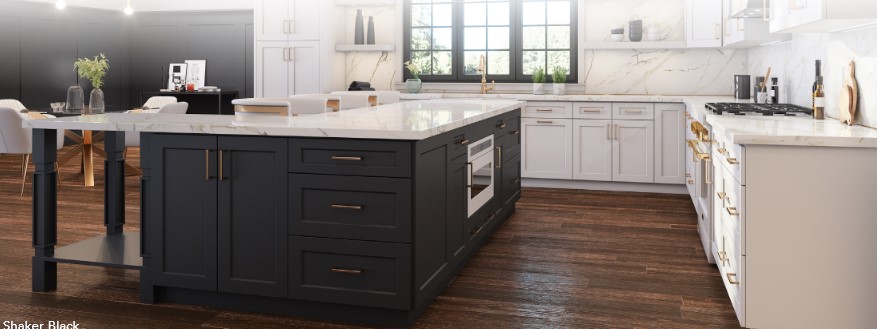 Modern Black Shaker Framed RTA Kitchen Cabinets