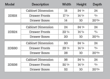 Tahoe White Two Drawer Base 2DB30 2