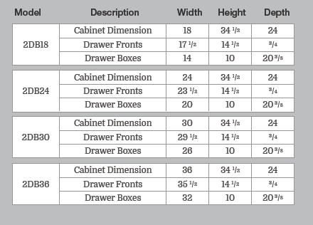 Tahoe White Two Drawer Base 2DB18 2