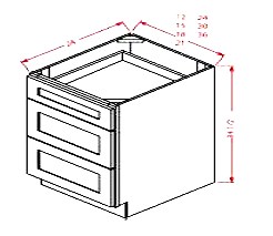 U.S. Shaker White Drawer Base 3DB24