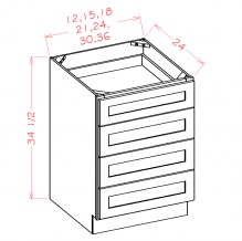 Charleston Saddle Brown Four Drawer Base 4DB36