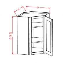 Shaker Grey Wall Diagonal Corner Cabinet for Glass Door WDC2736GD