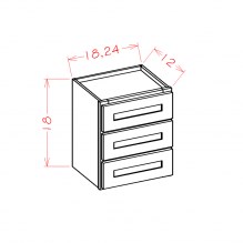 Tahoe White Wall Three Drawer Cabinet W3D24