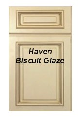 Haven Biscuit Glaze fully assembled all wood cabinets