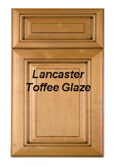Lancaster Toffee Glaze fully assembled all wood cabinets