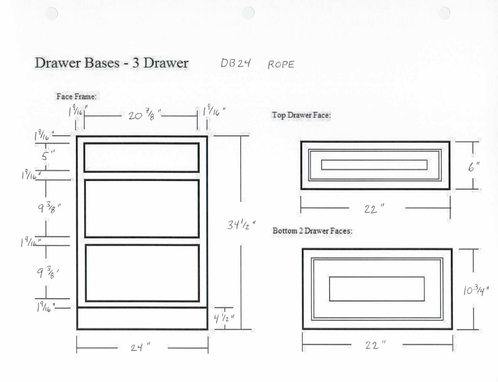 Glazed Rope Drawer Base Cabinet DB18