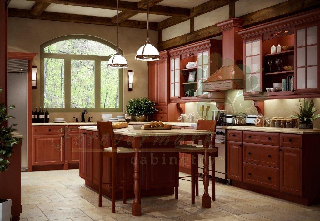 Kava Cinnamon RTA Kitchen Cabinets with dovetail drawers, full overlay.
