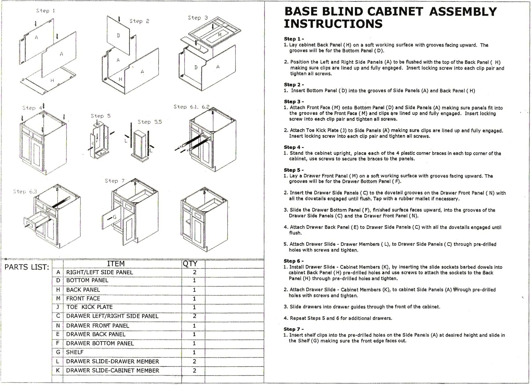 RTA Cabinet Blind Base assembly instruction